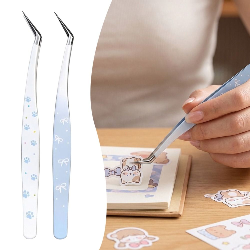 Lash Mapping Sticker - Pinzas Curvas de Acero Inoxidable, Pinzas