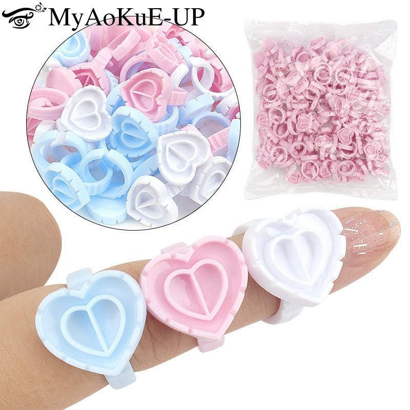 Eyelash Extension Fan - Soporte de anillo de pegamento desechable,