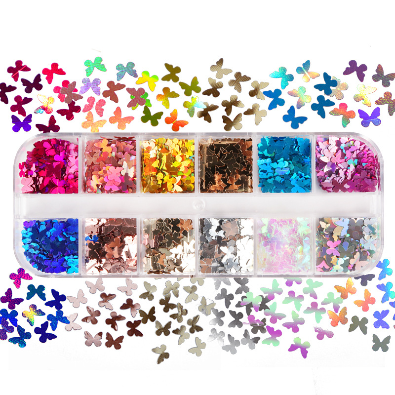Eyelash Extension Salon - Mariposa fluorescente de colores mezclados, accesorios